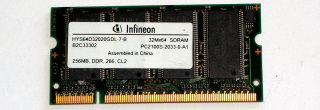 256 MB DDR-RAM 200-pin PC-2100S Laptop-Memory  Infineon HYS64D32020GDL-7-B