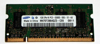 1 GB DDR2 RAM 200-pin SO-DIMM 2Rx16 PC2-5300S Samsung M470T2864QZ3-CE6