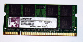1 GB DDR2 RAM 200-pin SO-DIMM PC2-5300S  Kingston KTH-ZD8000B/1G   9905295