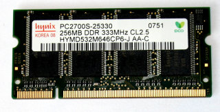 256 MB DDR-RAM PC-2700S 333MHz Laptop-Memory Hynix HYMD532M646CP6-J AA-C