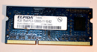 4 GB DDR3-RAM 204-pin SO-DIMM 1Rx8 PC3-12800S Laptop-Memory Elpida EBJ40UG8BBU0-GN-F