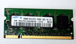 256 MB DDR2 RAM 200-pin SO-DIMM 1Rx16 PC2-3200S Samsung M470T3354BZ0-CCC