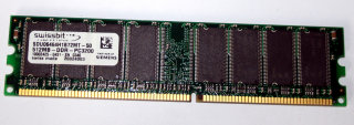 512 MB DDR-RAM 184-pin PC-3200U non-ECC  Swissbit SDU06464H1B72MT-50