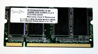 256 MB DDR-RAM 200-pin SO-DIMM PC-2700S  SuperElixir M1S25664DSH8C1G-6K