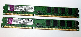 4 GB DDR3 RAM-Kit (2x2GB) PC3-10600U nonECC Kingston KVR1333D3N9K2/4G