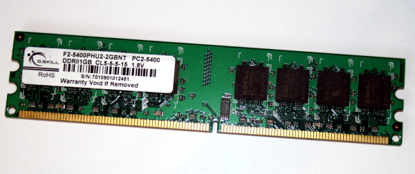 1 GB DDR2-RAM 240-pin PC2-5400U non-ECC G.SKILL F2-5400PHU2-2GBNT