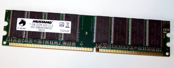 1 GB DDR-RAM 184-pin PC-3200U non-ECC CL3 Mustang M21286453X6ND