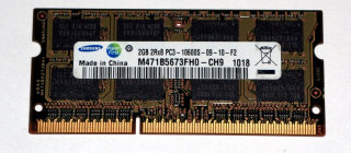 2 GB DDR3 RAM 204-pin SO-DIMM 2Rx8 PC3-10600S  Samsung M471B5673FH0-CH9