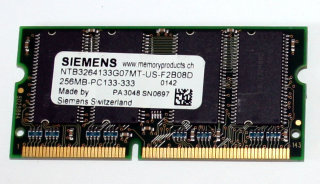 256 MB SO-DIMM 144-pin SD-RAM PC-133   Siemens NTB3264133G07MT-US-F2B08D