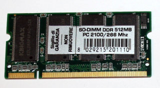 512 MB DDR-RAM 200-pin SO-DIMM PC-2100S Laptop-Memory 266 MHz 8-Chip double-sided