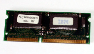 32 MB SO-DIMM 144-pin PC-66 SD-RAM 3.3V  Samsung KMM466S424AT-F0  FRU: 42H2819