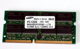 512 MB SO-DIMM PC-133 SD-RAM 144-pin  Samsung M464S6453EN0-L7A