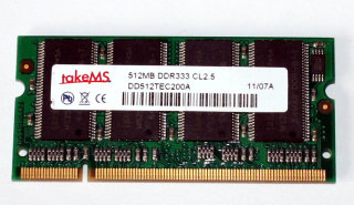 512 MB DDR-RAM 200-pin SO-DIMM  PC-2700S   takeMS DD512TEC200A