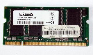 512 MB DDR-RAM PC-2700S 200-pin SO-DIMM Laptop-Memory  takeMS DD512TEC201K
