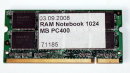 1 GB DDR-RAM PC-3200S 200-pin SO-DIMM Laptop-Memory  takeMS DD1024TEC300E