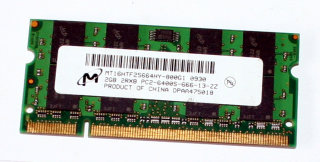 2 GB DDR2-RAM 200-pin SO-DIMM  2Rx8 PC2-6400S  Micron MT16HTF25664HY-800G1