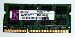 2 GB DDR3-RAM 204-pin SO-DIMM 2Rx8 PC3-8500S  Kingston TSB1066D3S7DR8/2G