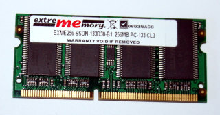 256 MB SO-DIMM PC-133 SD-RAM 144-pin  extrememory EXME256-SSDN-133D30-B1