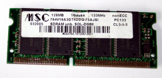 128 MB SO-DIMM 144-pin SD-RAM PC-133 Laptop-Memory (8-Chip, double-sided)