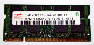 1 GB DDR2 RAM 2Rx8 PC2-5300S Laptop-Memory   Hynix HYMP512S64BP8-Y5 AB-T