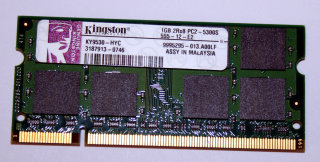 1 GB DDR2 RAM 200-pin SO-DIMM PC2-5300S  Kingston KY9530-HYC   9995295