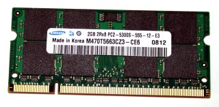 2 GB DDR2 RAM 200-pin SO-DIMM 2Rx8 PC2-5300S   Samsung M470T5663CZ3-CE6