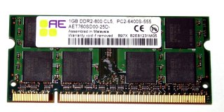 1 GB DDR2-RAM PC2-6400S Laptop-Memory 200-pin CL5  Aeneon AET760SD00-25D B97X