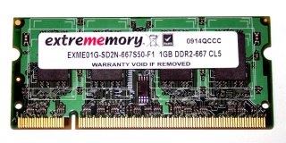 1 GB DDR2 RAM 200-pin SO-DIMM PC2-5300S  extrememory EXME01G-SD2N-667S50-F1