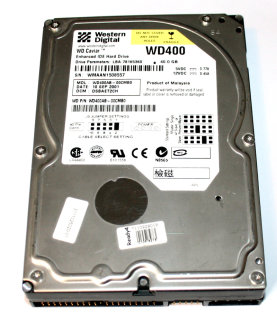 40 GB Festplatte IDE Western Digital WD400AB 7200 U/min, 2 MB Cache