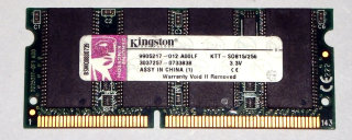 256 MB SO-DIMM 144-pin PC-100 SD-RAM Laptop-Memory  Kingston KTT-SO815/256   9905217