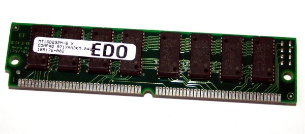 8 MB EDO-RAM 72-pin 2Mx32 non-Parity PS/2 Simm 60 ns  Micron MT16D232M-6 X