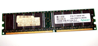 256 MB DDR-RAM 184-pin PC-3200U non-ECC CL3   Apacer P/N:77.10636.195