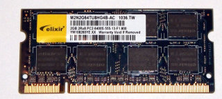 2 GB DDR2 RAM 200-pin SO-DIMM 2Rx8 PC2-6400S  Elixir M2N2G64TU8HG4B-AC