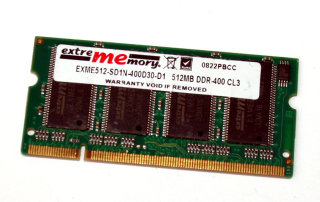 512 MB DDR-RAM 200-pin SO-DIMM PC-3200S  extrememory EXME512-SD1N-400D30-D1