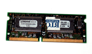 64 MB SO-DIMM PC-100 144-pin SD-RAM Laptop-Memory  Kingston KVR100x64SC2/64