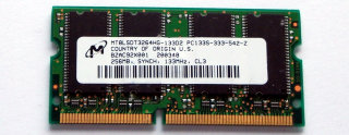 256 MB SO-DIMM 144-pin PC-133 CL3  Micron MT8LSDT3264HG-133D2