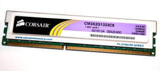 2 GB DDR3-RAM PC3-10600U non-ECC XMS3-Memory  Corsair CM3X2G1333C9  1.5V ver5.1